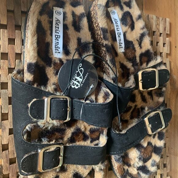 Alexis Bendel Slide Sandals, Leopard Print Faux Fur Slides, Sizes 9,10 NWT - Picture 2 of 6